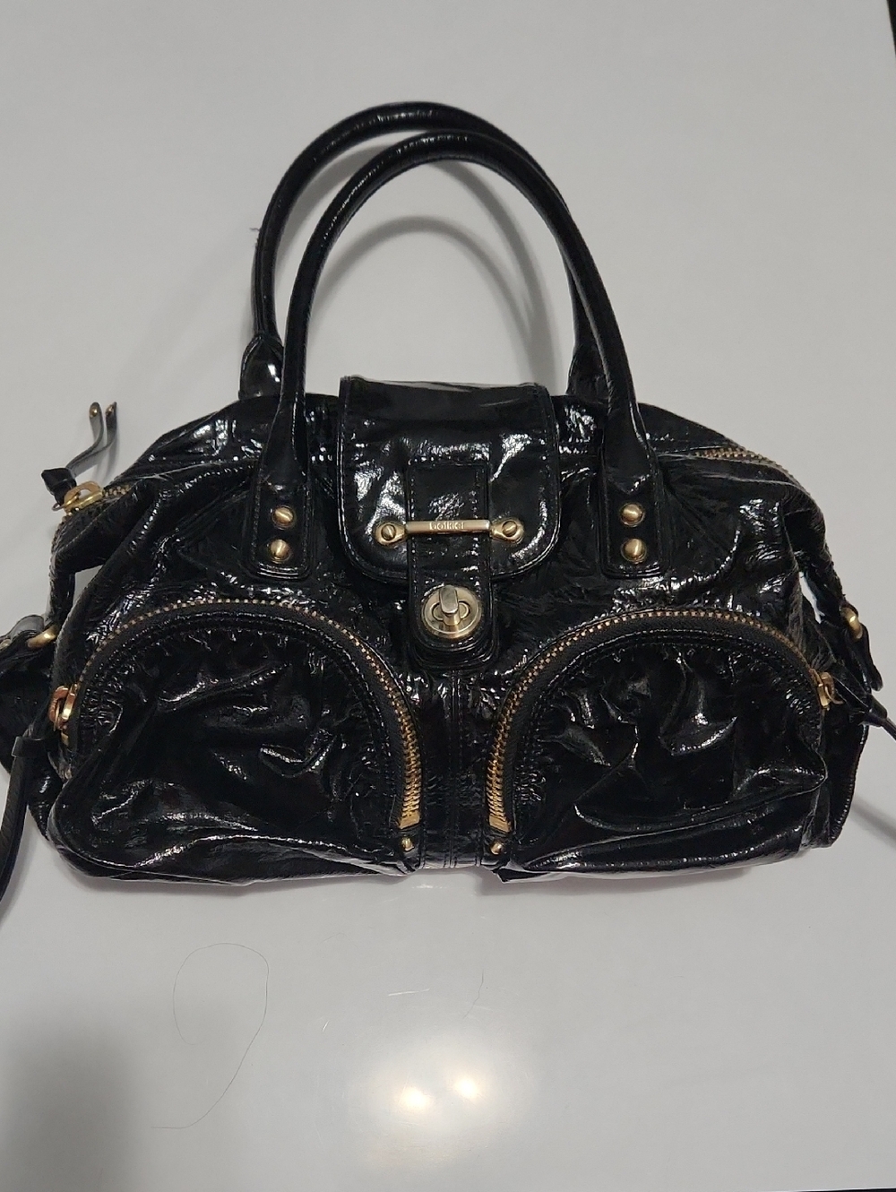Botkier Black Patent Satchel with Gold Hardware